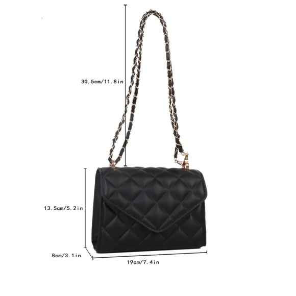 Luxe Black Chain Crossbody Shoulder Bag - Picture 6 of 6